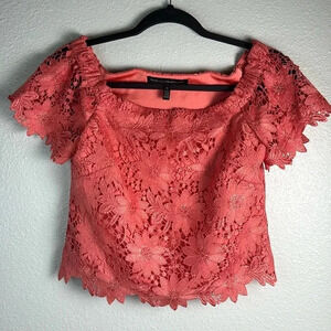 White House Black Market Off Shoulder Floral Lace Top